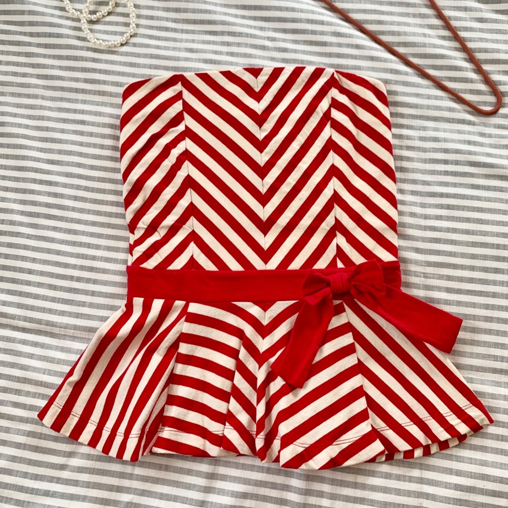 Red striped peplum top
